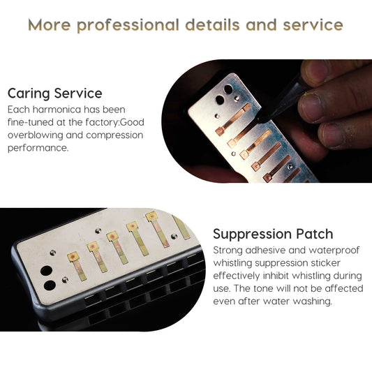 The Assassin harmonica features low-temperature treated reeds for excellent airtightness, enabling easy overblowing and advanced techniques.