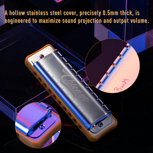 The JDR Chicago 10-hole blues harmonica has powerful volume and great bending performance, ensuring an enjoyable learning experience right from the start.