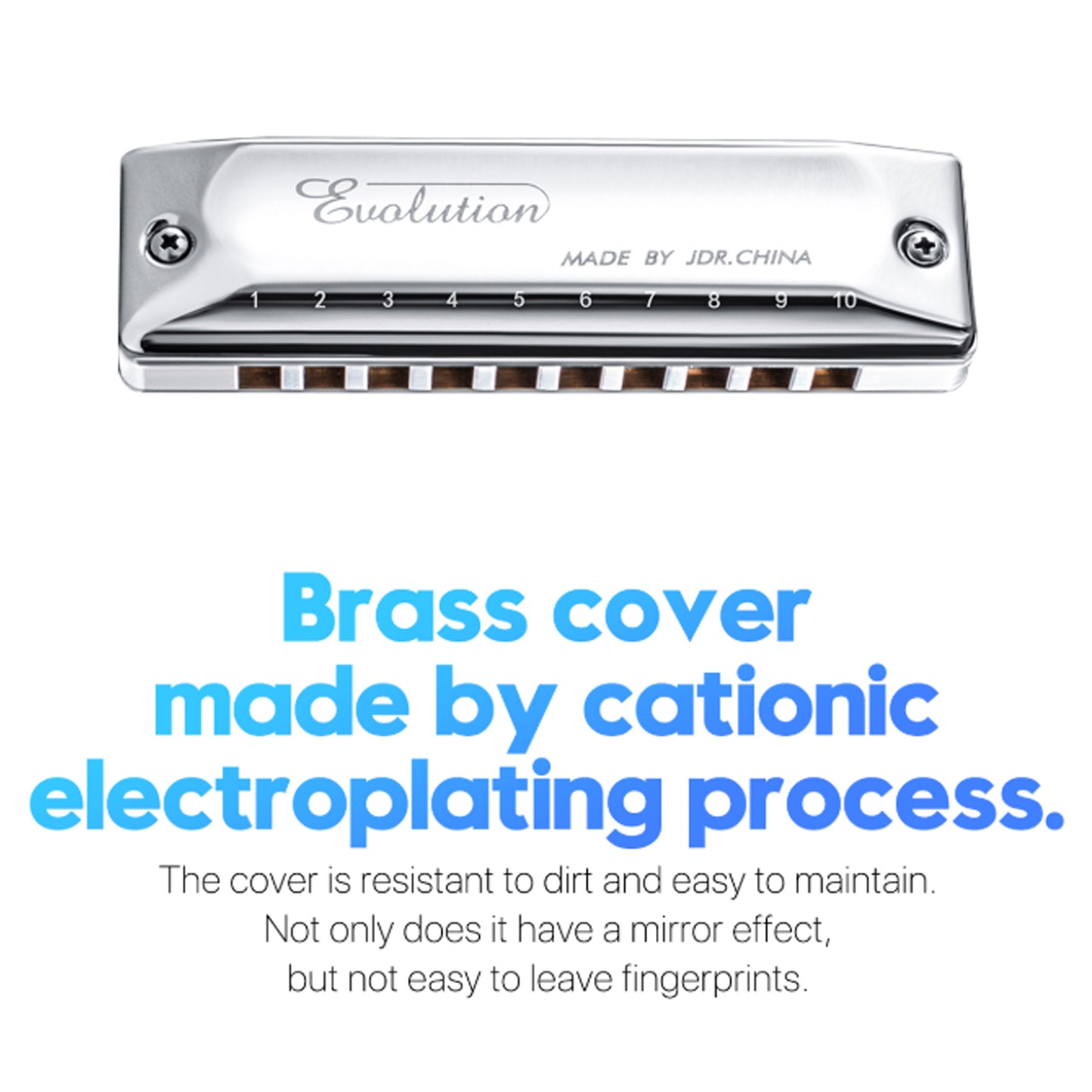 The comb of the blues harmonica EVA - 1920 is made of aluminum. The sound is transmitted faster in the metal comb, and the sound produced is louder and clearer.