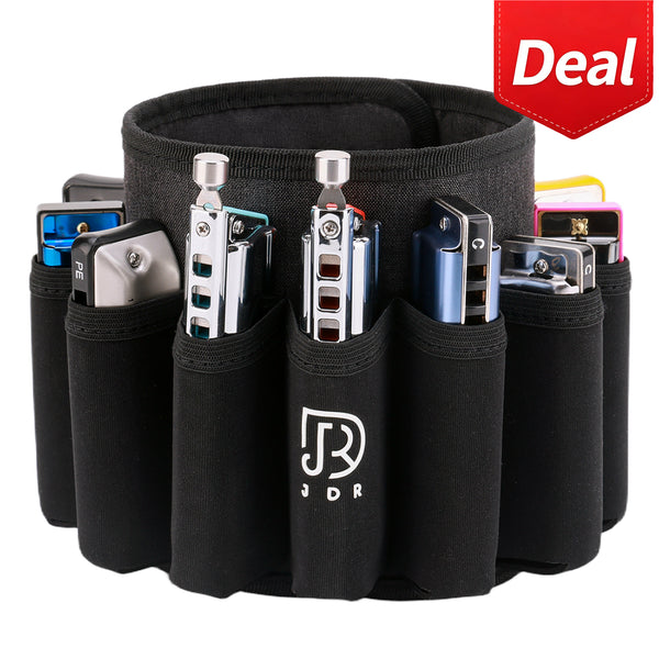 JDR Flex belt for 12 Blues Harmonicas & Trochilus Carry Case Storage Carrying Bag