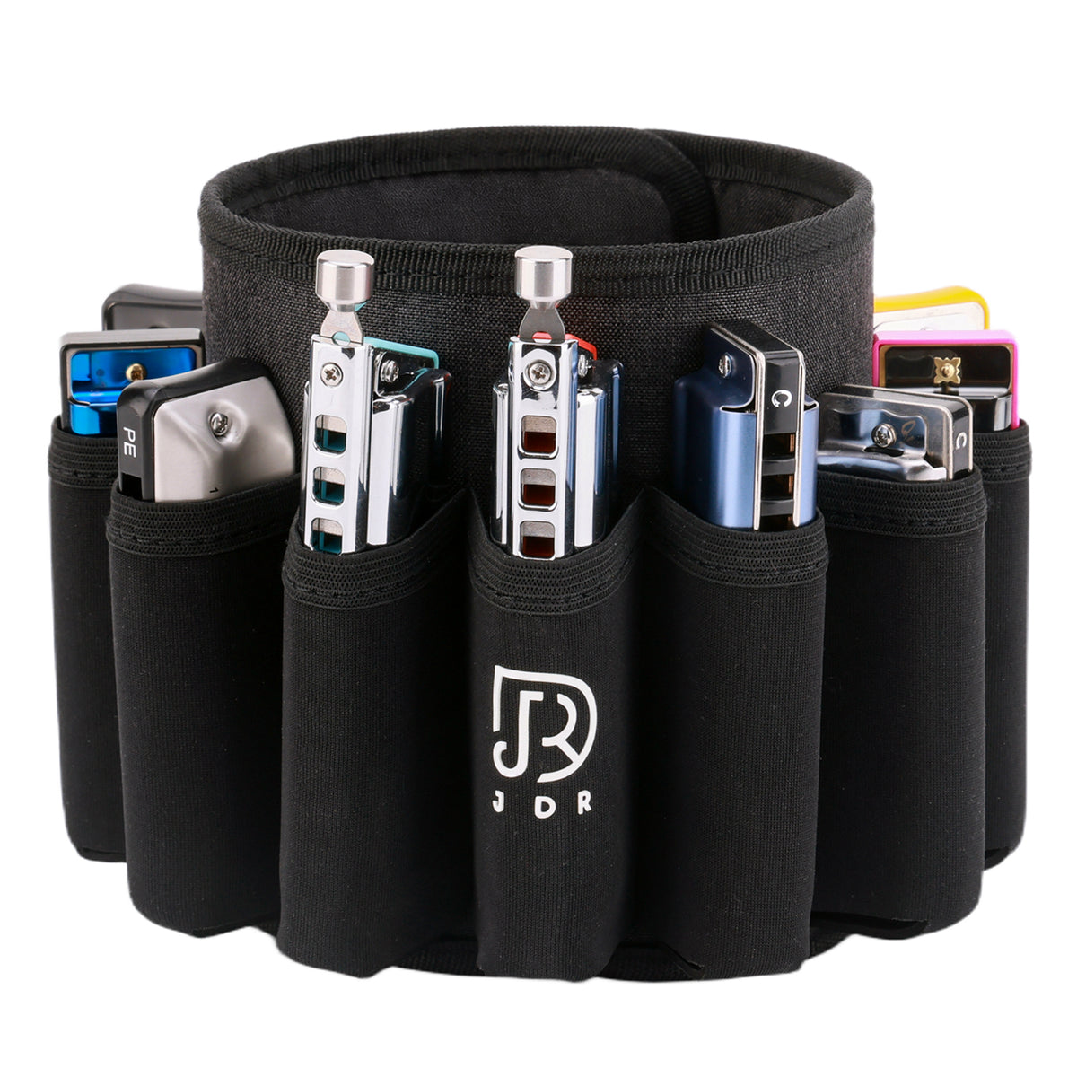 JDR Flex belt for 12 Blues Harmonicas & Trochilus Carry Case Storage Carrying Bag