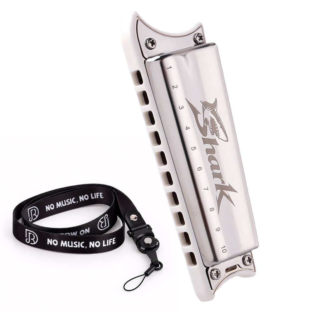 JDR Shark Blues Harmonica | Optimized for Tongue Block & Hand Wah Effect, Loud Dynamic Blues Harmonica
