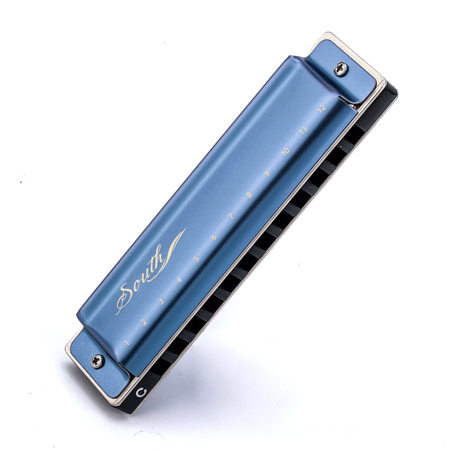 JDR South Blues Harmonica 12 Holes 24 Tones, No Bending Required for Full Scale, Easy for Beginners(Blue)