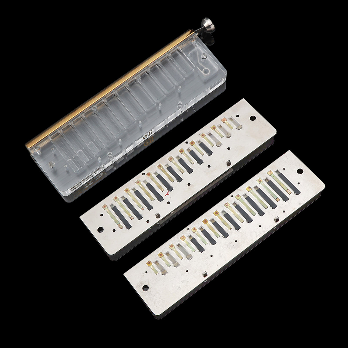 JDR 20th Anniversary 12-Hole Chromatic Harmonica GM-0648-20, Platinum-Plated Copper Cover Plates, Clear Acrylic Comb, Heat-Treated Reeds, Bright Tone, Easy Playability