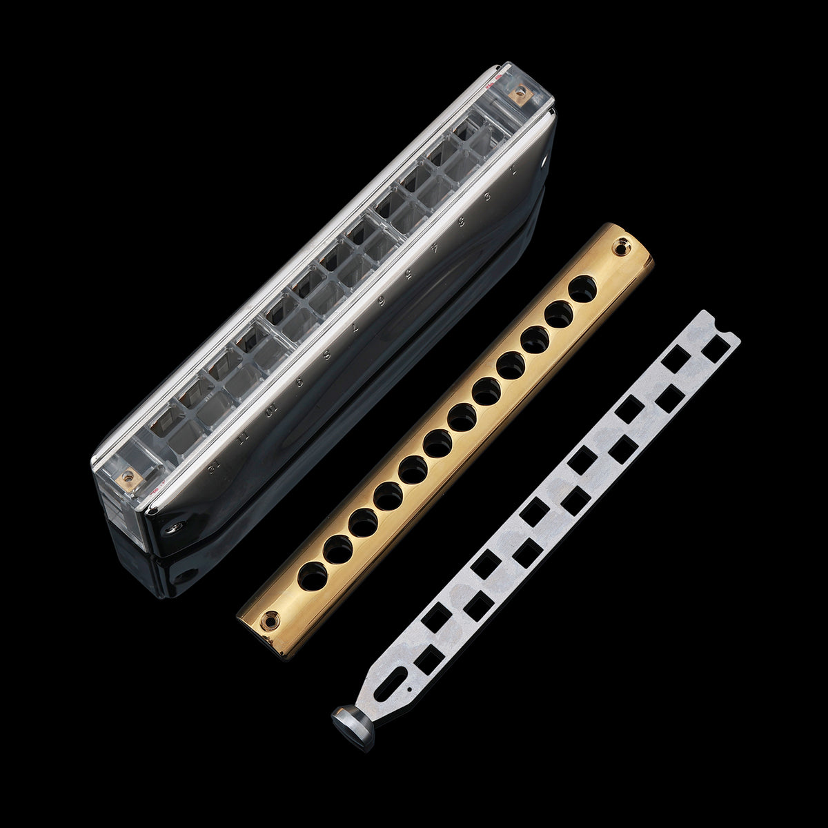 JDR 20th Anniversary 12-Hole Chromatic Harmonica GM-0648-20, Platinum-Plated Copper Cover Plates, Clear Acrylic Comb, Heat-Treated Reeds, Bright Tone, Easy Playability
