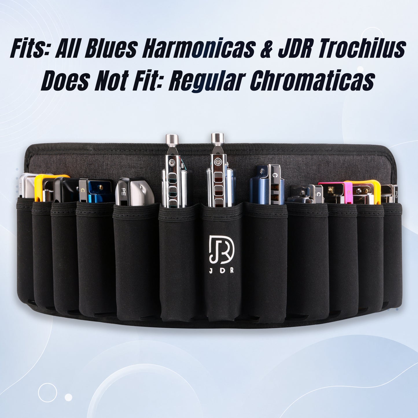 Estuche de transporte para armónica JDR, estuche de transporte para armónicas con correa para el hombro, estuches de exhibición con cremallera para 4, incluidos armónicas Trochilus y Blues 