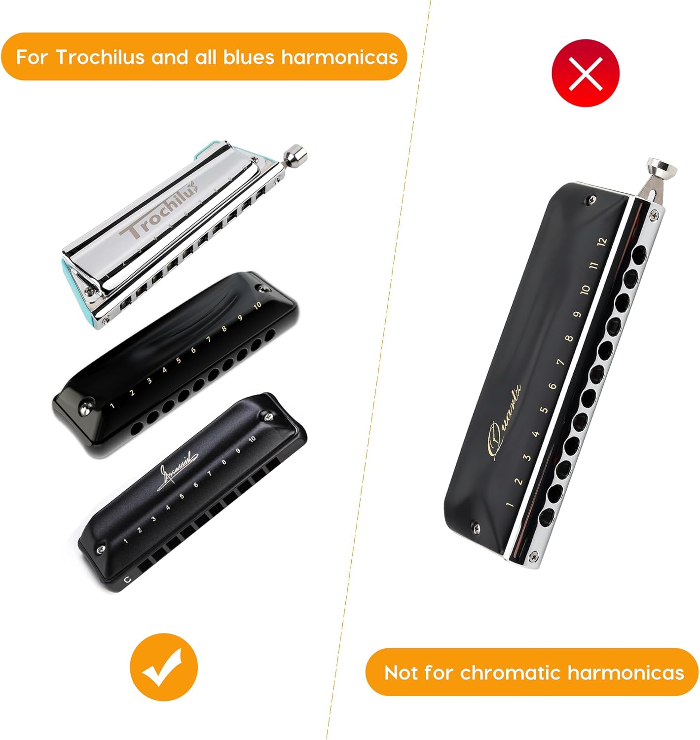 Estuche de transporte para armónica JDR, estuche de transporte para armónicas con correa para el hombro, estuches de exhibición con cremallera para 4, incluidos armónicas Trochilus y Blues 